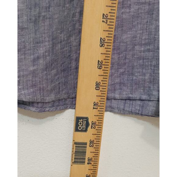 Ted Baker Men's Button Down Shirt Roll Tab Sleeves Linen Blue Size 6 - Picture 10 of 13